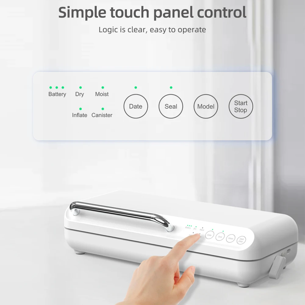 Automatic Multifunctional Wireless Vacuum Food Sealer Portable Rechargeable Printing Date Vacuum Sealer with Air Inflation