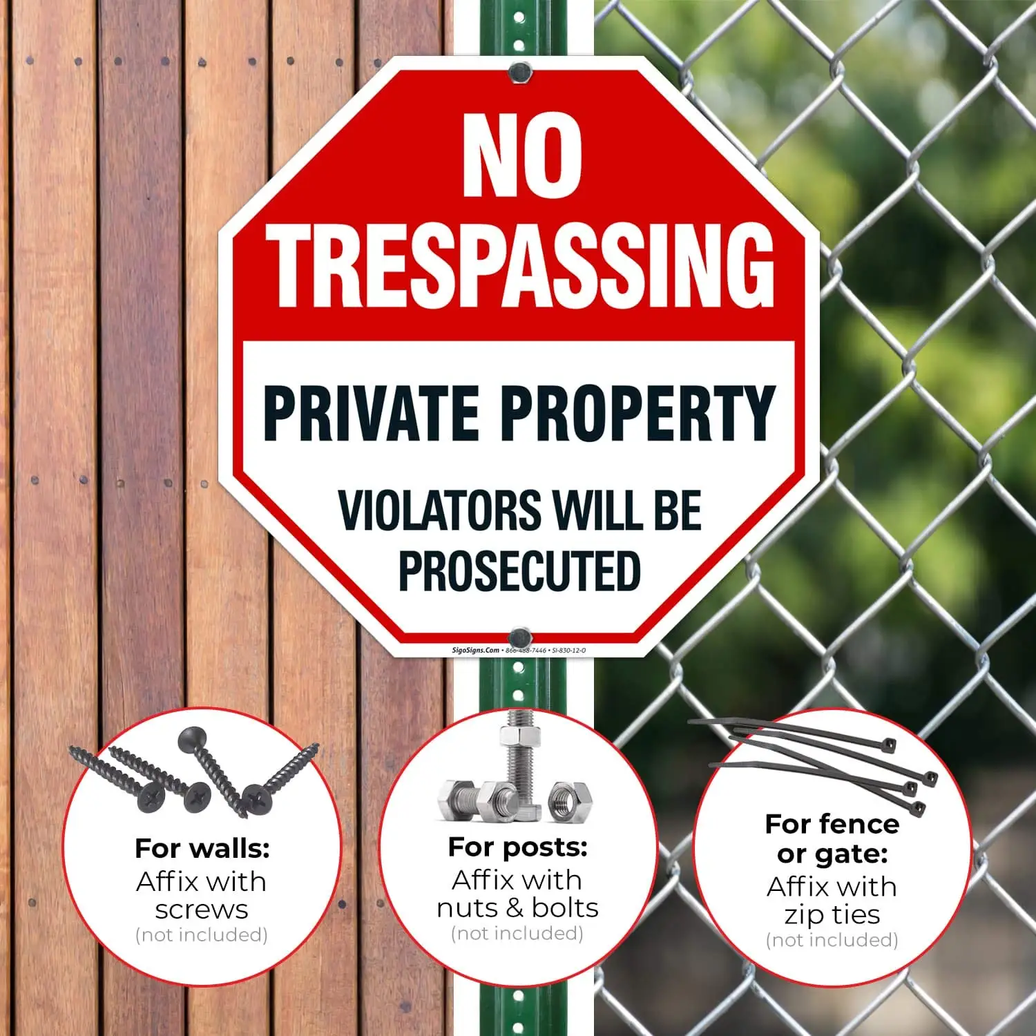 Private Property No Trespassing, Violators Prosecuted Sign 12x18 Inches, 3M EGP Reflective .063 Aluminum, Indoor/Outdoor