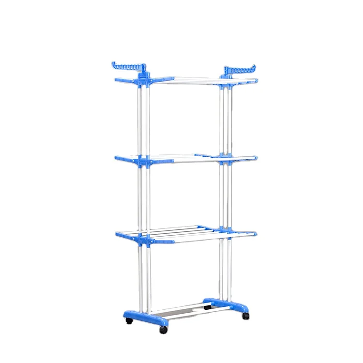 3 Tier Rolling Clothes Drying Rack Folding Laundry Garment Dryer Stand Clothes Horses Rack