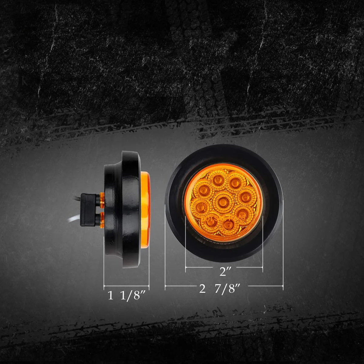 2 Inch Amber Led Truck Trailers Tail Light 12/24V Round Clearance LED Side Marker Lamp KD053