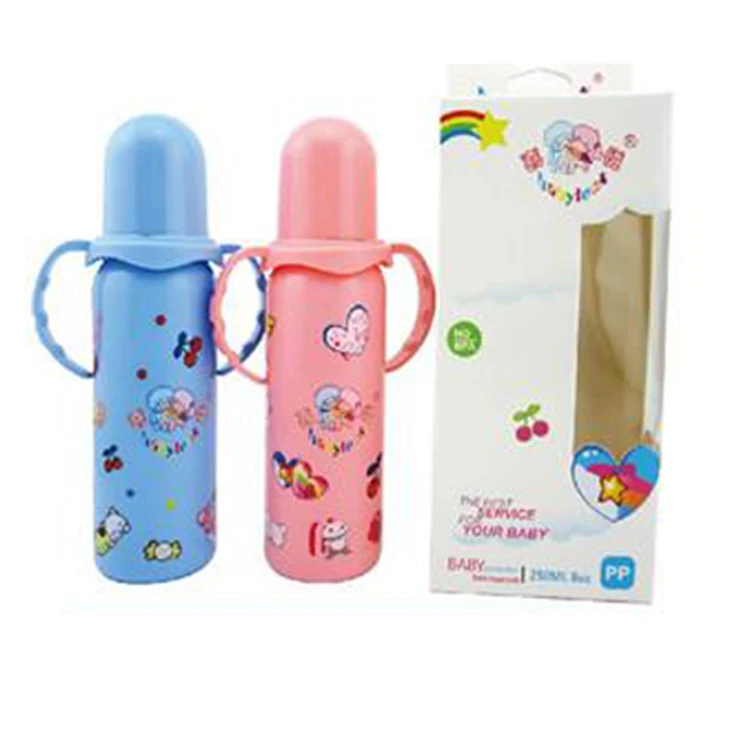 Whosale Colorful Cute Cartoon Designs Baby Bottles 250ML BPA Free Baby Feeding Breast Milk Bottle