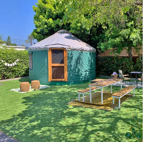 5 diameter  less cost and ample space outdoor wooden yurt as a yurt house