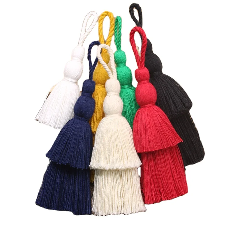 Handmade 2 layer multicolor cotton tassel for decoration