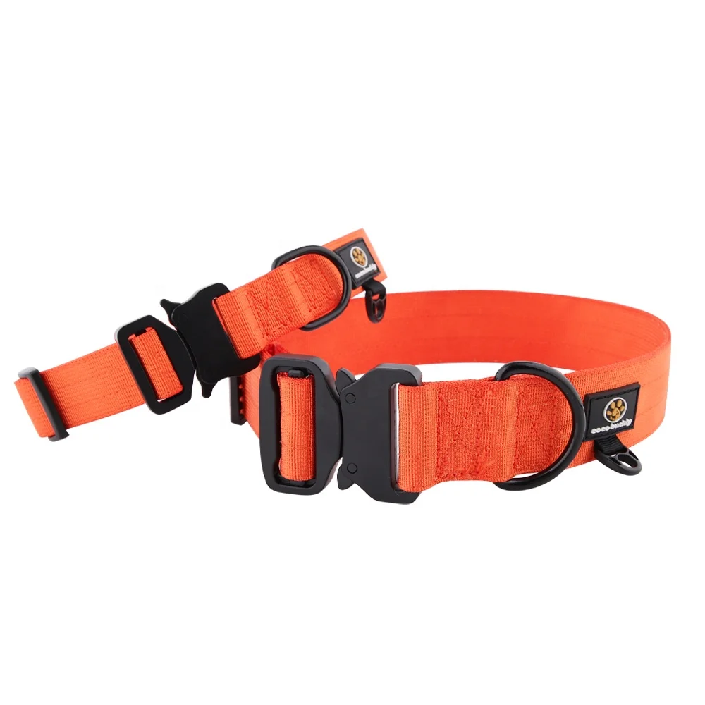 Wholesale Factory Pet Tactical Dog Collar Adjustable with Heavy Duty Metal Buckle Nylon Pet Training Dog Collar