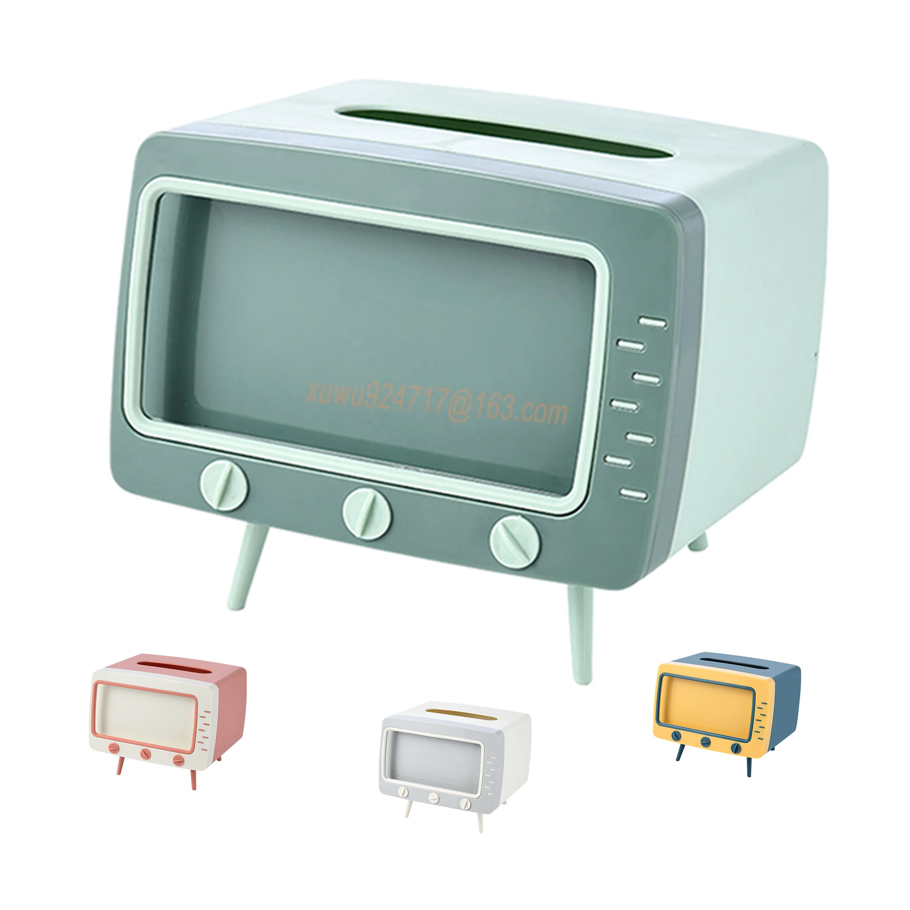 Hot Sale Dust Proof TV Style Phone Holder Tissue Box Custom Printed Logo Tissue Box Multi-functional Plastic Tissue Box