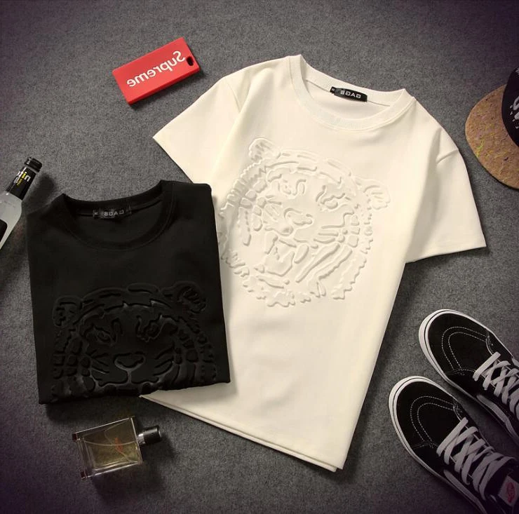 Modern fancywork Embossed Print men short sleeve Custom DesignCustom Tshirt Pattern 3d Design T-shirt