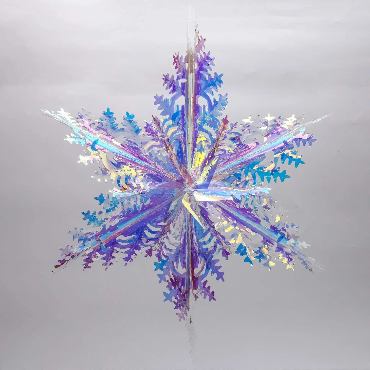 Iridescent Star Edge Snowflake Ornament Hanging Decoration Foil Ceiling Decorative Ornaments for Christmas Bridal Shower