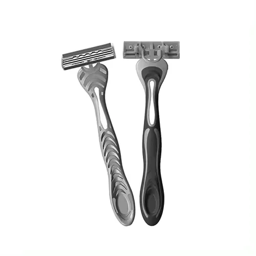 New Design Rubber and Plastic Handle 3 Blades Disposable Razor OEM