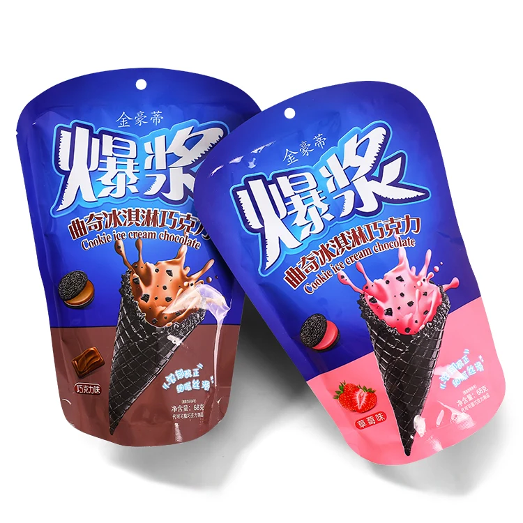 Chocolate Flavor Strawberry Flavor 68g Popped Ice Cream Cone Stick Ice Cream Cone