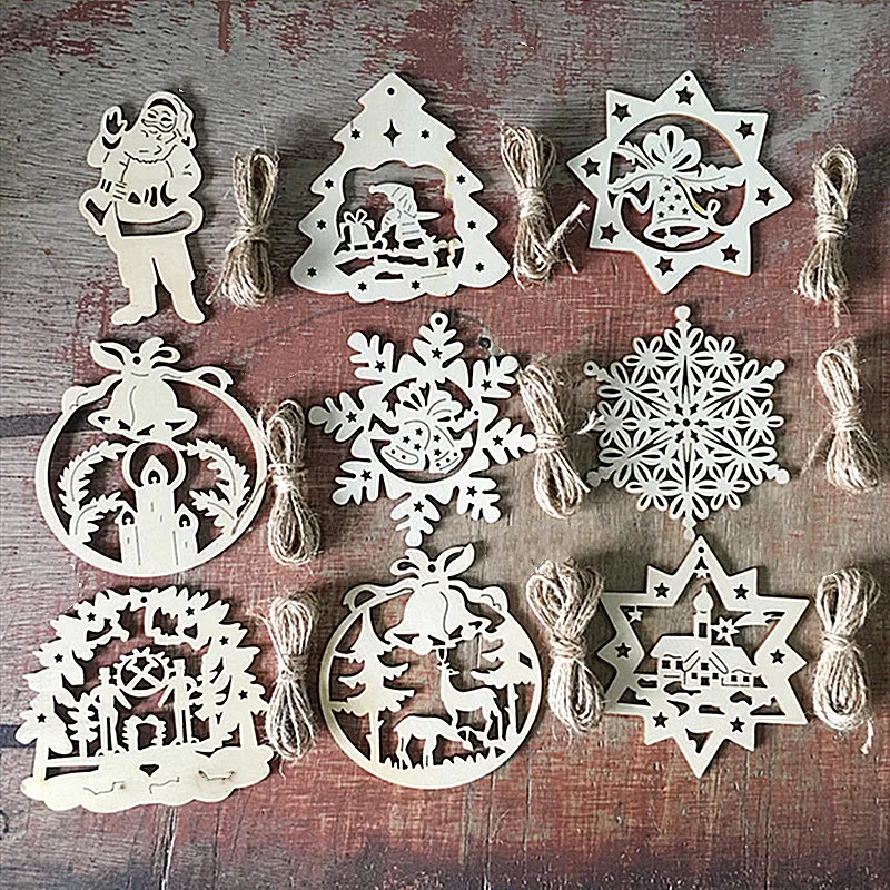 Wooden crafts creative wooden Christmas gift decorations laser hollow Pendant
