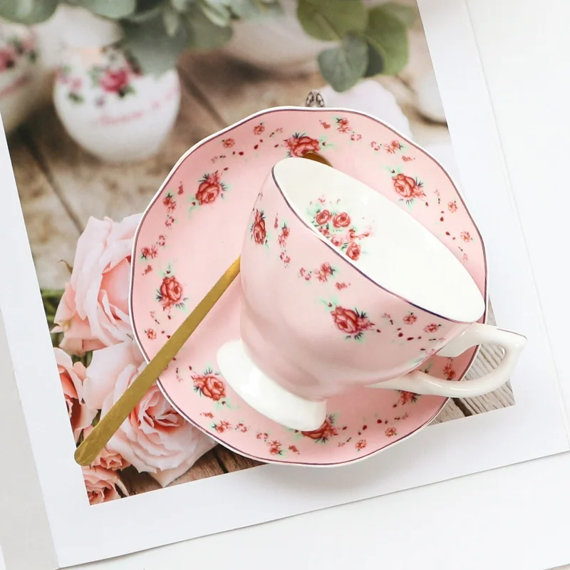 luxury pink bone china cups and saucers elegant porcelain tea cup and saucer set