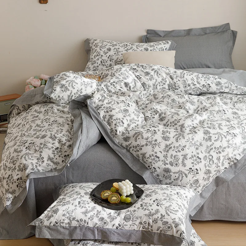 Aoyatex Rural style small floral bed sheets set cotton fitted Sheet bedding four-piece set
