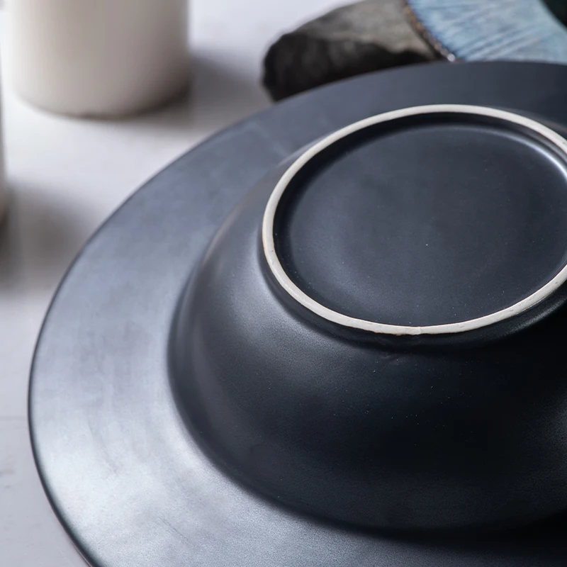 Nordic style Hotel Restaurant&home straw hat shaped oval ceramic dish matte&frosted dinner lunch soup  Salad Pasta Plate