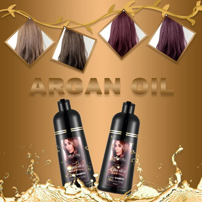 Wholesale Private Label hair dye Argan oil long lasting Natural  brown color Hair Dye White To Black hair color shampoo