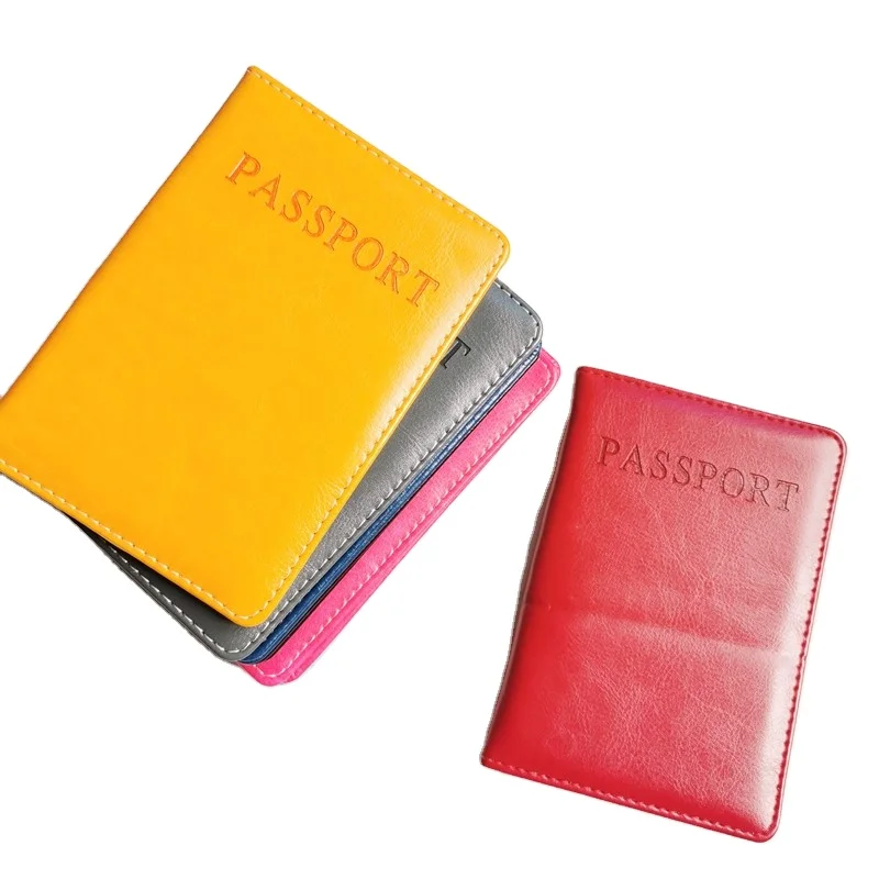 Wholesale custom logo Bright High-end pink Grainy pu  leather travel  passport cover