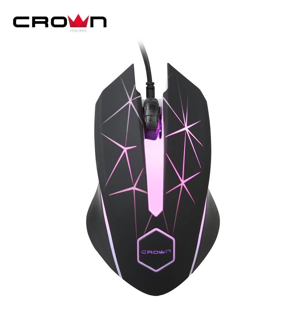 CROWN gaming mouse ergonomics 1000/1200/1600/2400 DPI factory supply optical wired led gaming mouse pink
