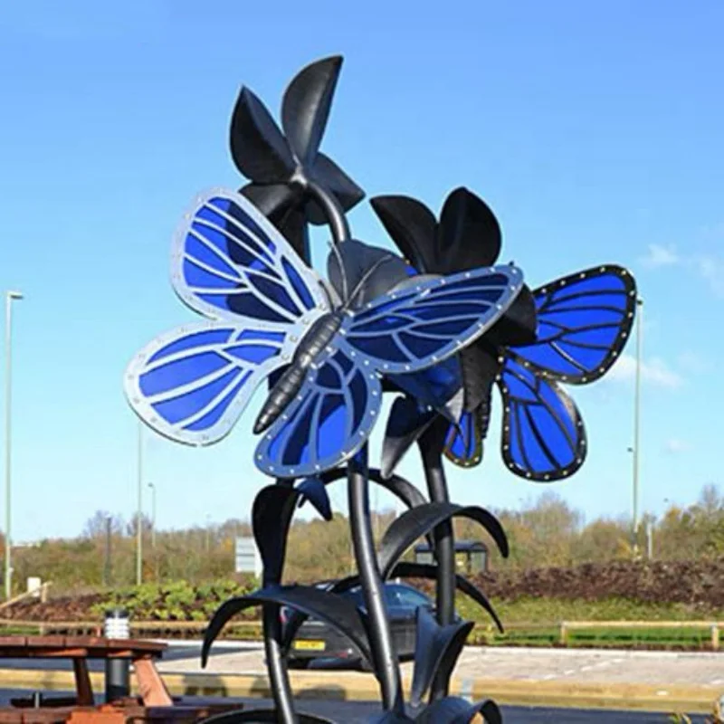Customized Modern Stainless Steel Metal Art Butterfly Statues Garden Colorful Stainless Steel Butterfly Sculpture