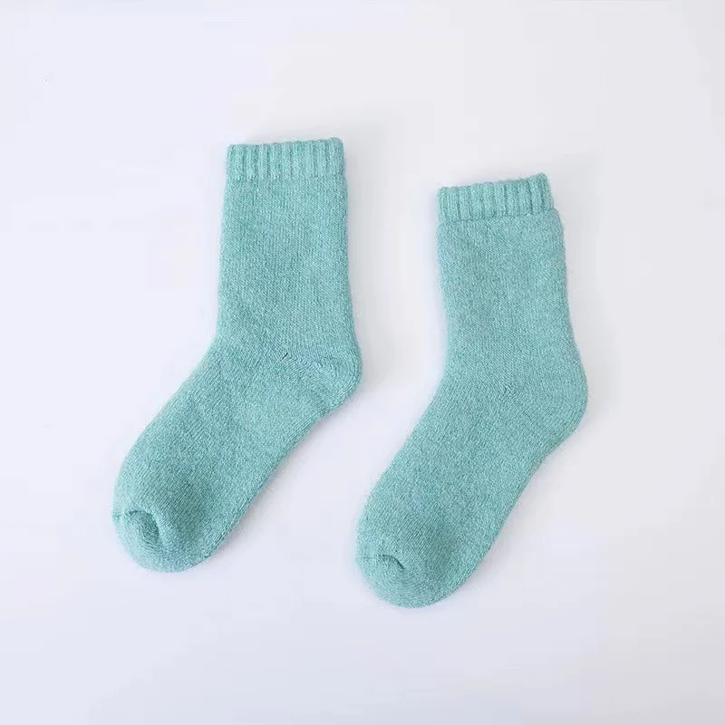 Cashmere Socks Solid Crew Super Warm Thick Plain Merino Woolen Thermal Angora Women Wool Winter Socks Woman