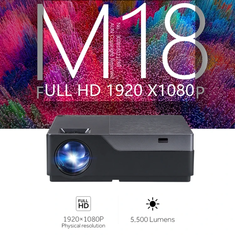 AUN M18UP M18 5 8 дюймов видео 5500 люмен 1920x 1080P Full HD ЖК-экран Suppport 4K светодио дный Android 6 0 1 Гб + смарт-проектор