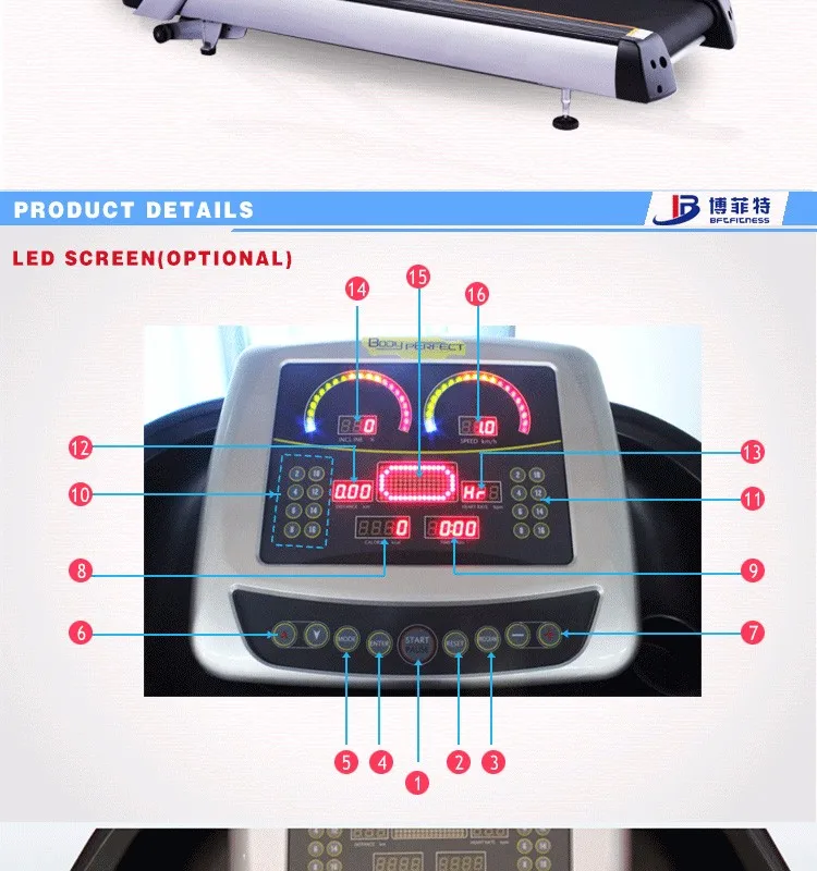 BFT Sport Equipment Fitness Electric Treadmills Walking Pad Running Machine Treadmill for Home Gym PVC Unisex Commercial BCT