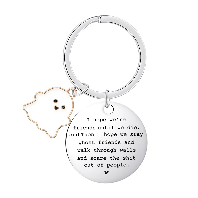 Manufacturer High Quality Customizable Free Design Round Keychain Halloween Unique Souvenir Engraved Laser For Gift