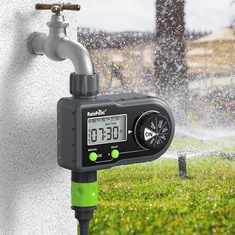 Rainpoint Automatic Watering Timer  Garden Water Sprinkler Timer with Display Manual and Automatic Modes Easy Setup