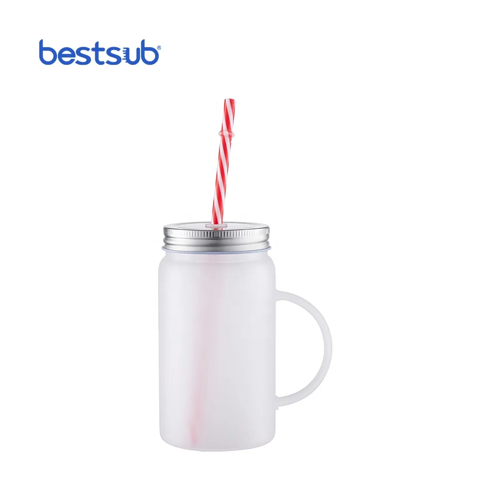 BestSub Wholesale Custom Frosted Sublimation Blanks Glass food storage wide mouth mason jar canning jar glass storage containers