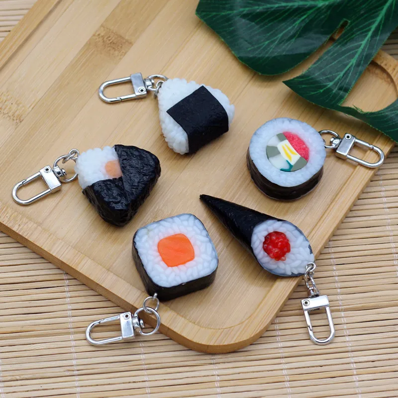 fake food sushi charm pendant Japanese simulate sushi Rice ball keychain
