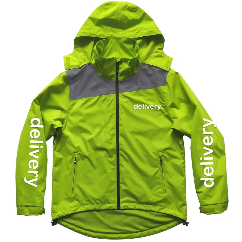China Factory Direct Bespoke Food Delivery Uniforms for Rider Waterproof Cycling Jacket Raincoat Custom Logo Label