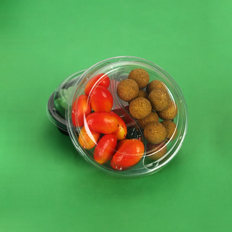 Food Grade Large Capacity Plastic PET Salad Bowl With Transparent Lid Camping Large Salad Bowl Food Container
