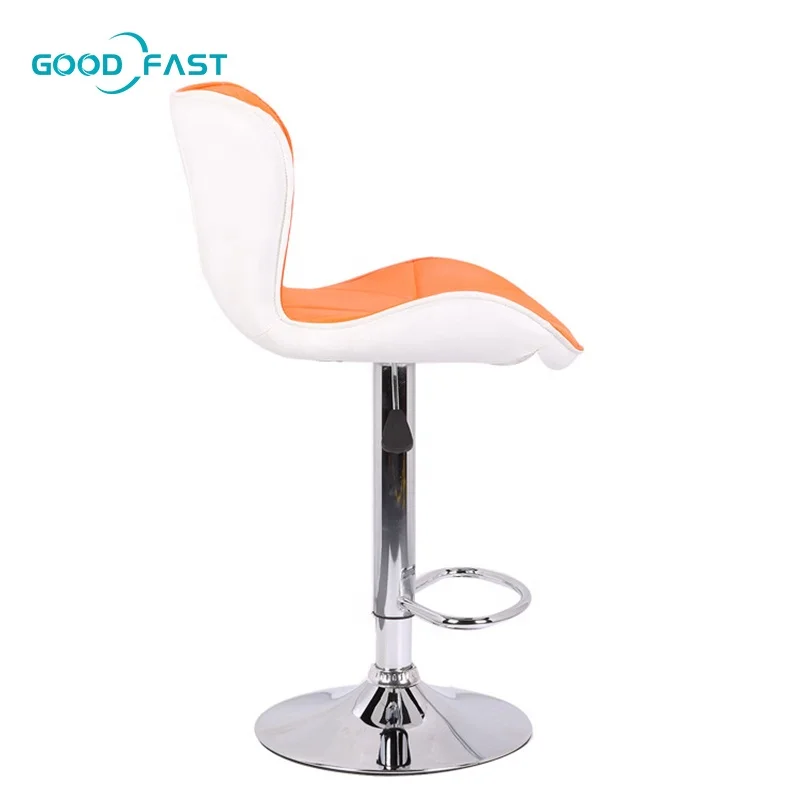 Commercial Party Furniture Height Adjustable Modern Orange Synthetic Leather Bar Stool for Bar and Restaurant