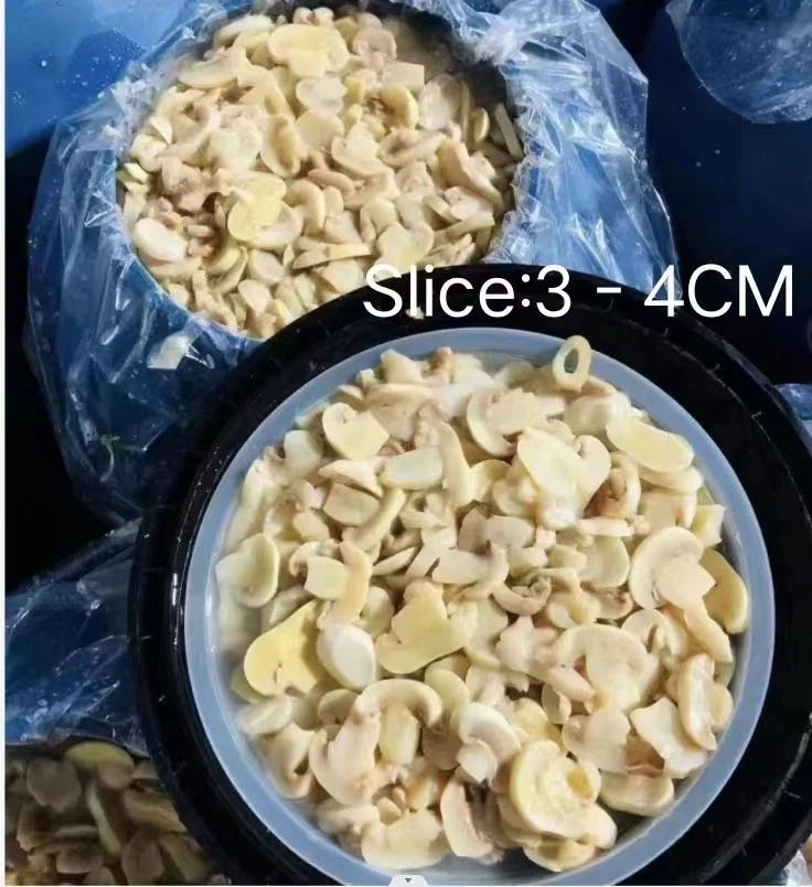 mushroom whole and slices in plastic drum