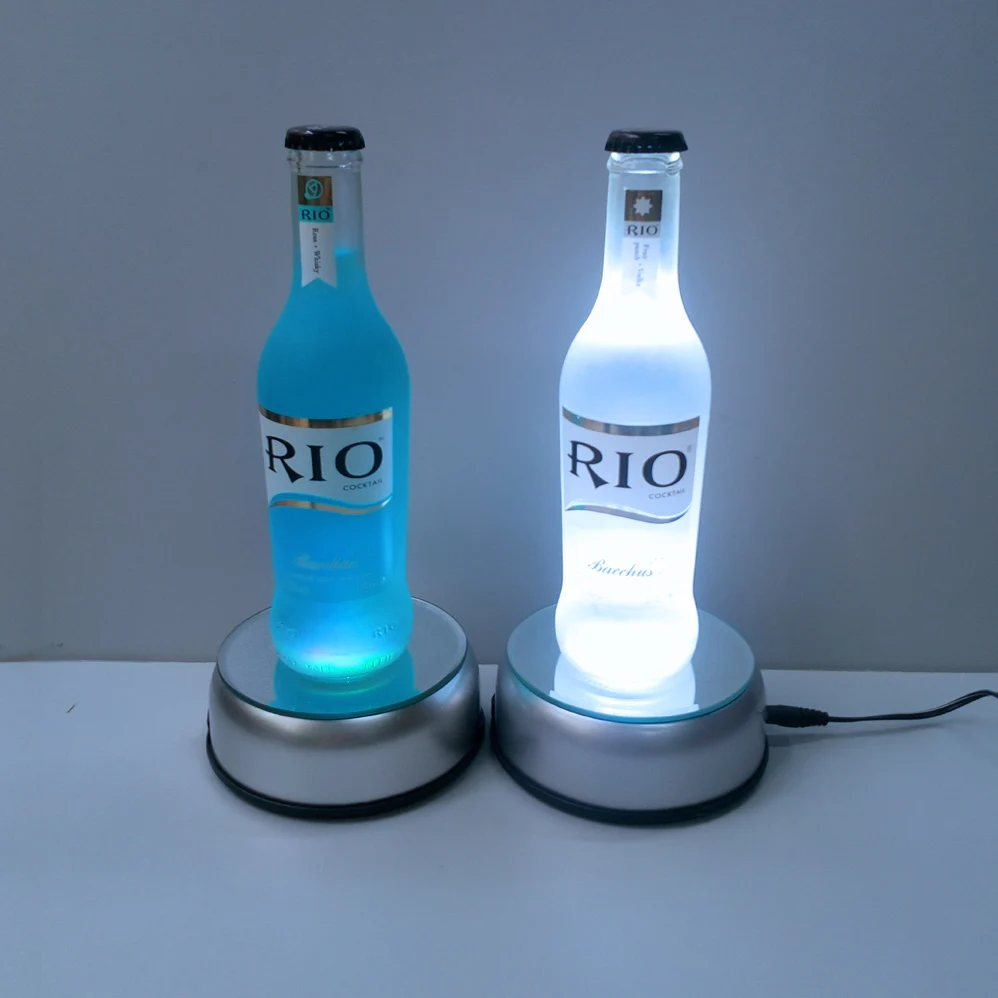 Super white lights rotating mirror plastic led light base bottle glorifiers displaying