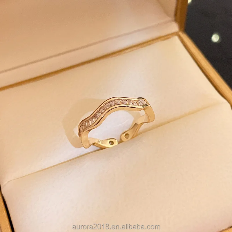 New Fashion Jewelry Rings Collection Gold Plated Openable Adjustable Average Size CZ Crystal Brass Rings For Women