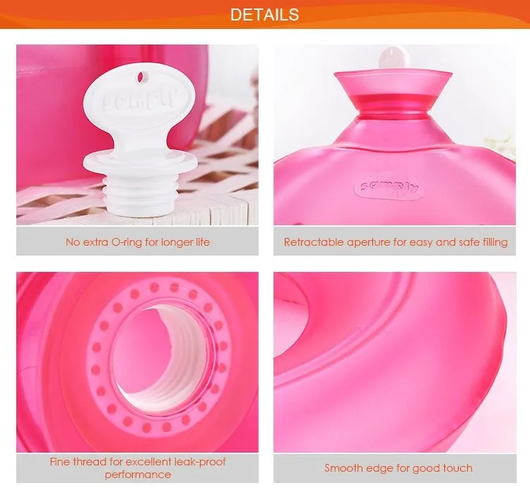 
pvc hot water bottle for neck and custom cover 