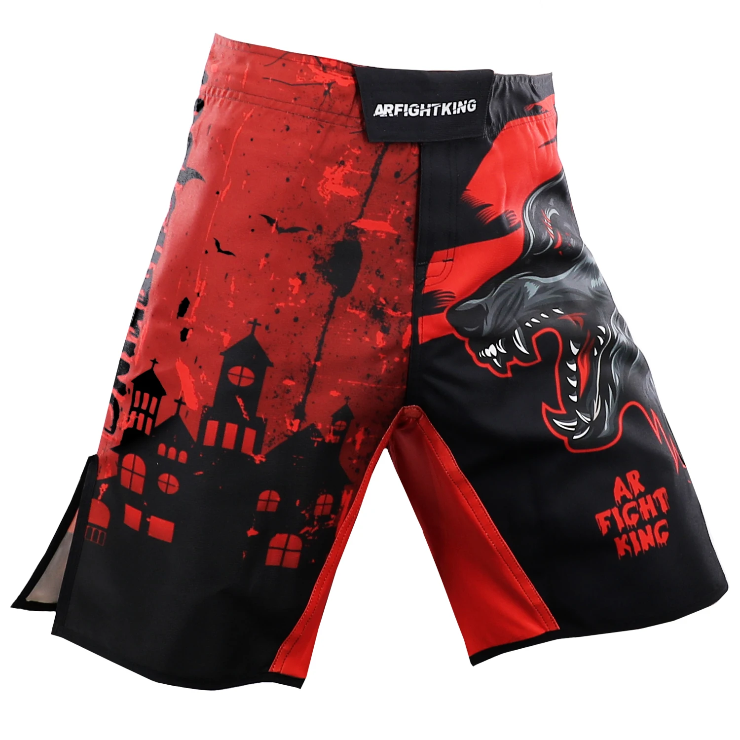 Wholesale Sublimation Printed Slits 100% Polyester Spandex Fabric For Women Bjj Fight Custom Mma Shorts