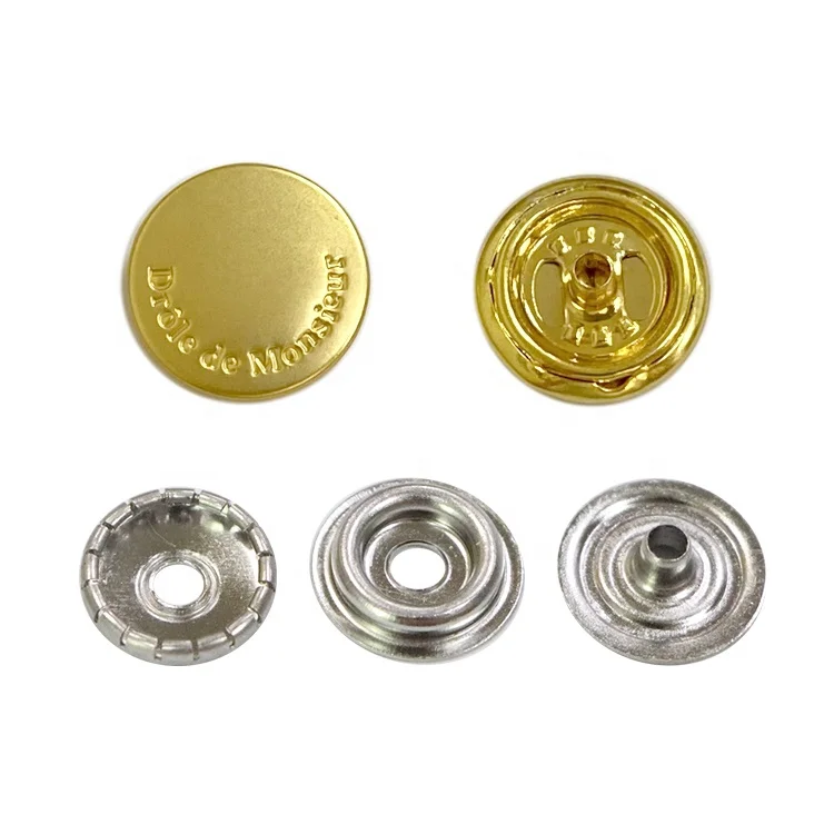 GRS OEKO environmental standard no rust washable anti corrosion custom logo metal button snap fasteners for sweater overcoat