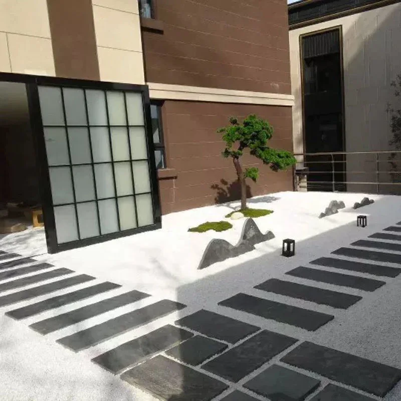 Natural grey stone square green lawn decoration SLATE non slip stepping stone