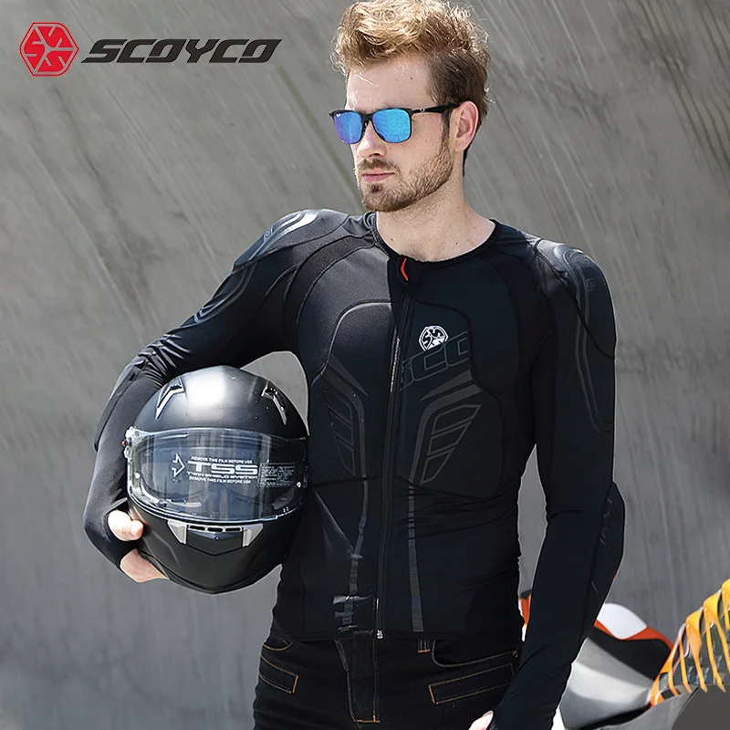 SCOYCO AM03 Мужская мотоциклетная куртка для мотокросса для езды на мотоцикле Утвержденная CE растягивающаяся тонкая защита для груди и спины