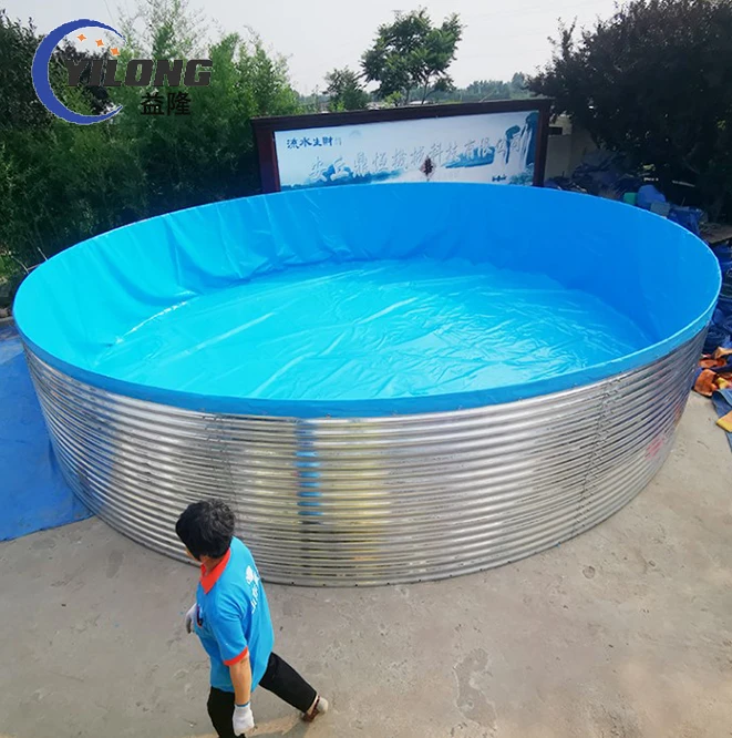 hot galvanized plate tarpaulin liner with oxygenator fish farming equipments