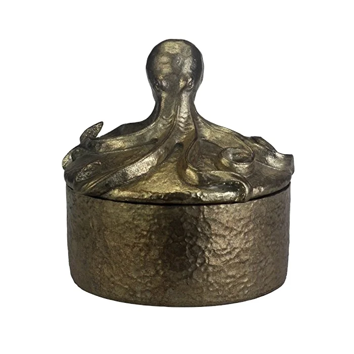 Resin Metallic Imitation Octopus Sculpture Keepsake Decorative Jewelry box Decoration