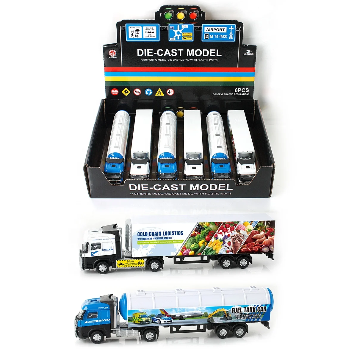 XINYU Fuel Tank Car Logistic Container Truck Flatbed Merry Christmas Diecast Metal Scale Model Toy Vehicle