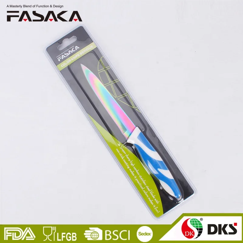 stainless steel colorful titanium blade 5' utility knife for fruit & vegetable kitchen tools