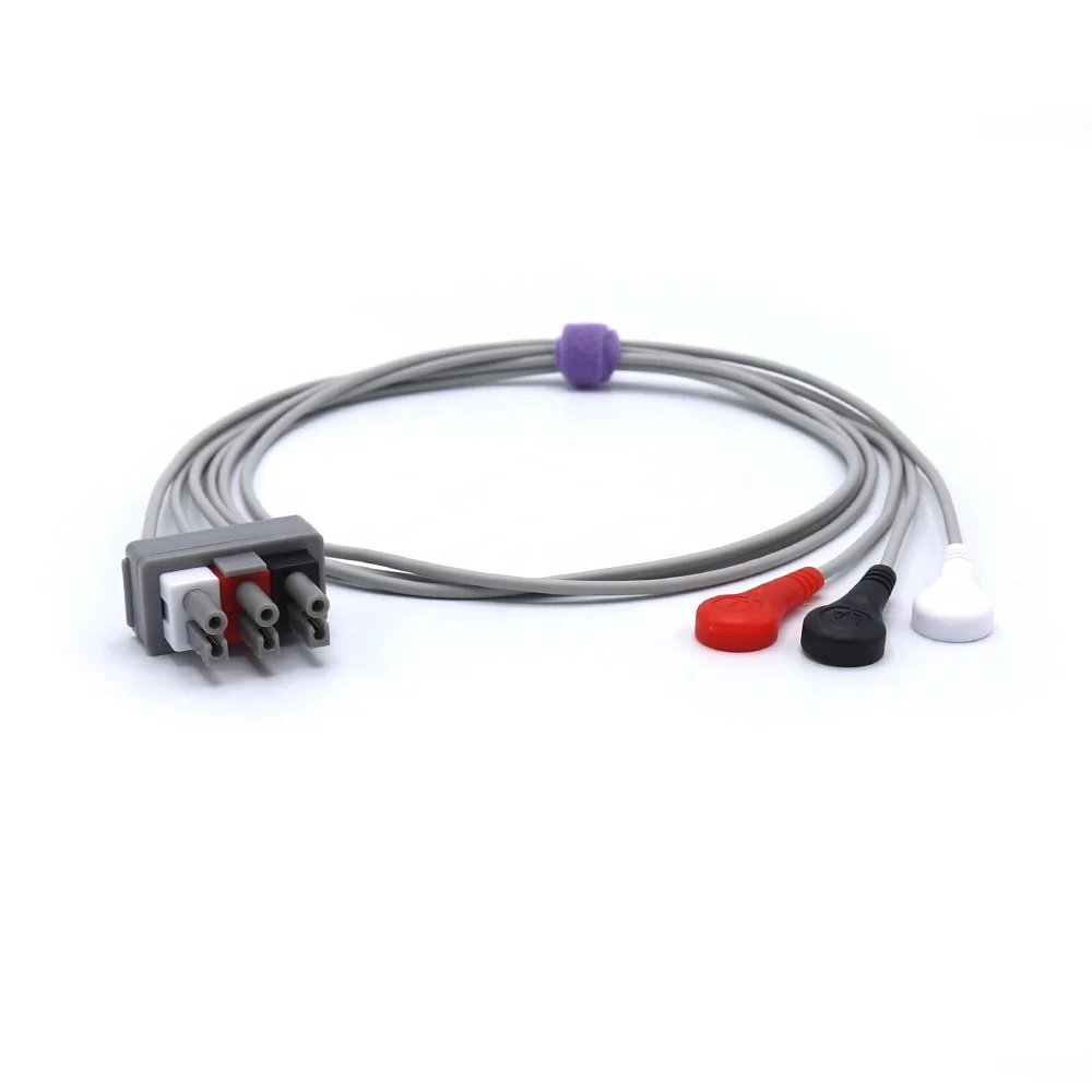 Ph-HP M1605A ECG Cable 3 leads AHA ECG Leadwire Snap