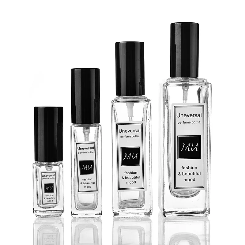 Unique Perfume Bottle Glass 30 Ml 50 Ml 100 Ml Empty Square Bottle For Perfume with Crimp Spray