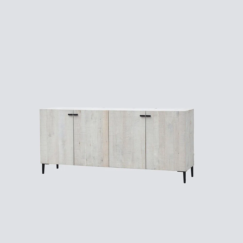 NS FURNITURE living-room furniture solid wood cabinet metal legs TV stand white OAK wood cupboard storage furniture modern style