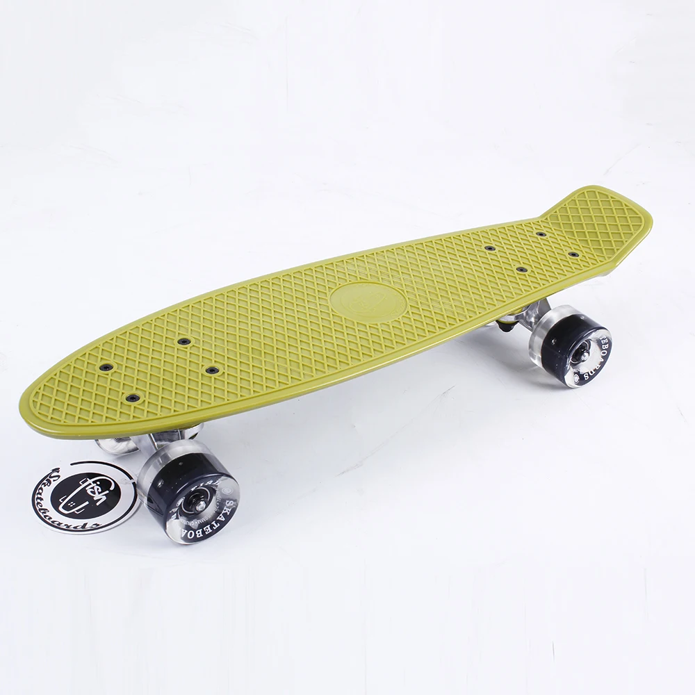 2023 hot fish pink skateboards with led wheel 22 inch plastic skateboard