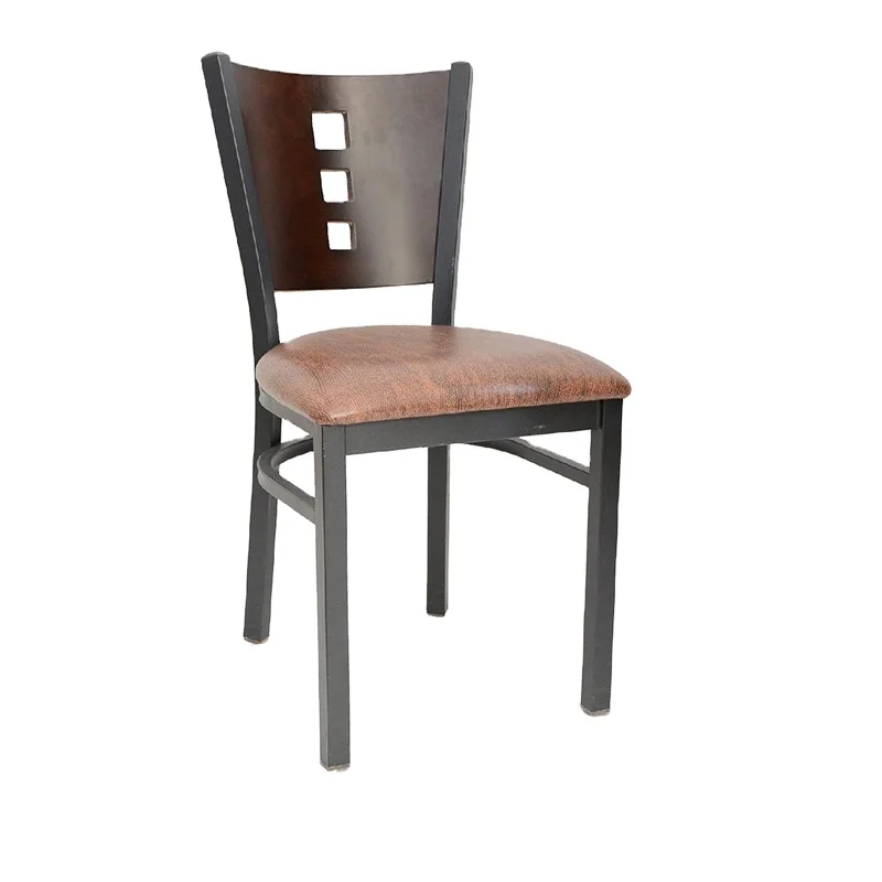 Metal Chair With Wood Back leather Seat In Restaurant metal chair in dinning room iron chair for kitchen