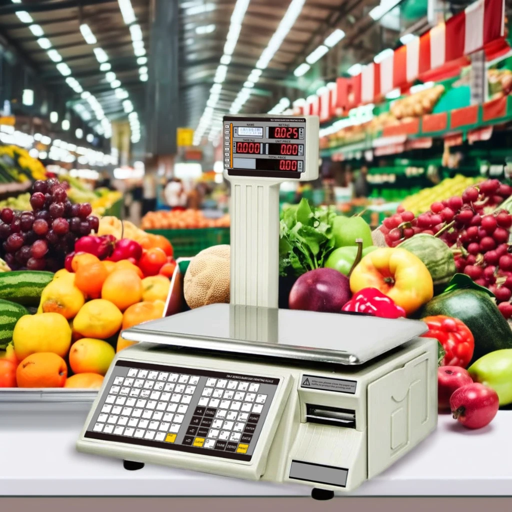 Functional Barcode Scale Label Printing Machine Supermarket Use Fruit Vegetable Stores Display Product Service Equipment