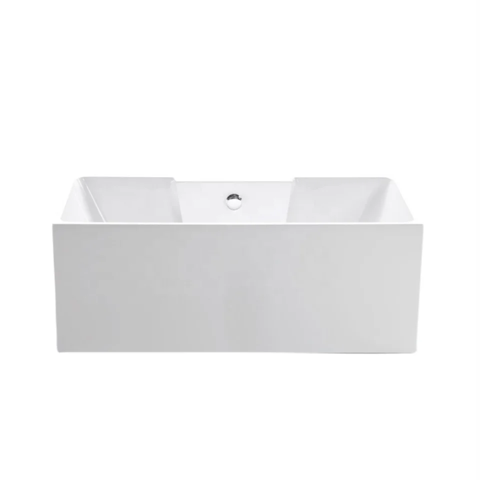 Oumeiga acrylic left right corner back to wall freestanding bath tubs rectangular bathtub for adults
